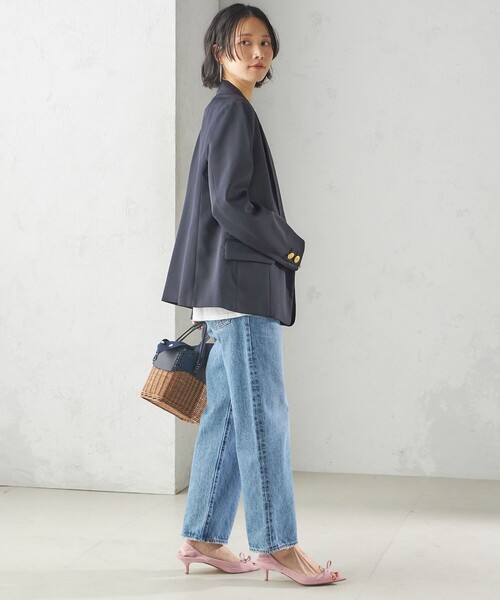「A VACATION」 かごバッグ ONE SIZE ネイビー レディースの画像