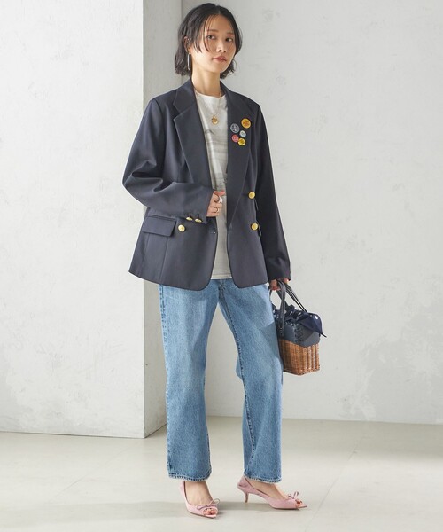 「A VACATION」 かごバッグ ONE SIZE ネイビー レディースの画像