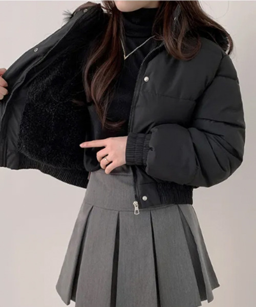 ダウンコート ダウンジャケット 「裏起毛」ファー付 ショート丈