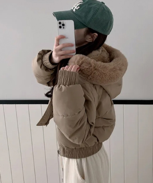 ダウンコート ダウンジャケット 「裏起毛」ファー付 ショート丈