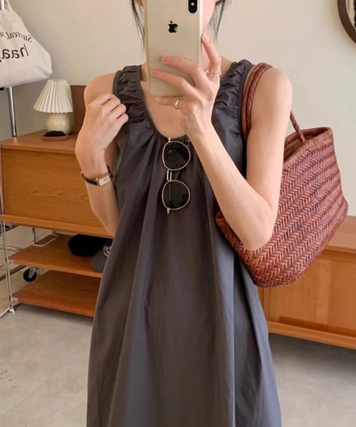 「MAISON BREEZE」 ノースリーブワンピース FREE ネイビー レディース_画像3