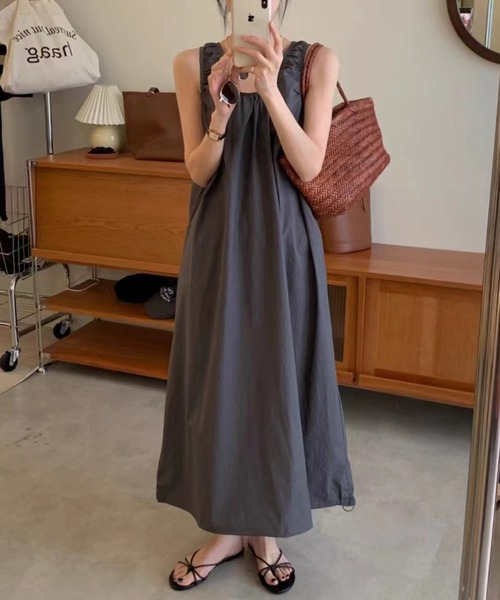 「MAISON BREEZE」 ノースリーブワンピース FREE ネイビー レディース_画像4