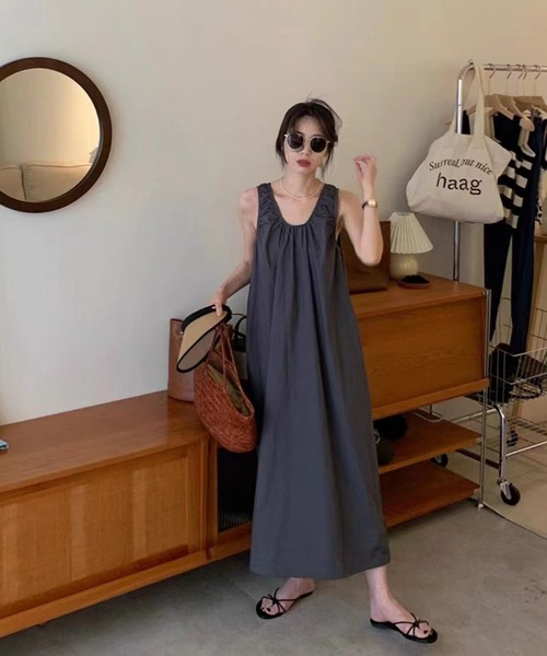 「MAISON BREEZE」 ノースリーブワンピース FREE ネイビー レディース_画像5