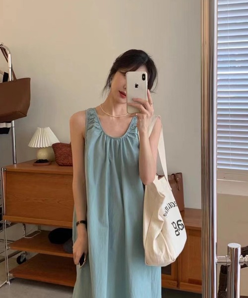 「MAISON BREEZE」 ノースリーブワンピース FREE ネイビー レディース_画像6