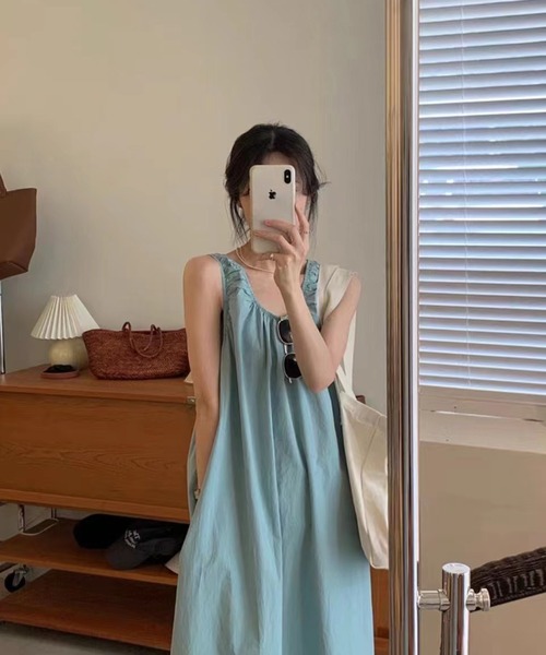 「MAISON BREEZE」 ノースリーブワンピース FREE ネイビー レディース_画像7