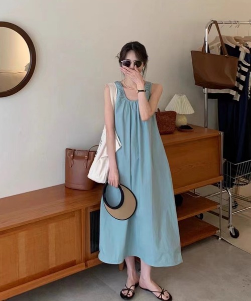 「MAISON BREEZE」 ノースリーブワンピース FREE ネイビー レディース_画像8