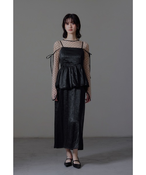 【極美品】niana／オケージョンドレス niana（ニアナ） ドレス ワッシャーサテンペプラムキャミドレス