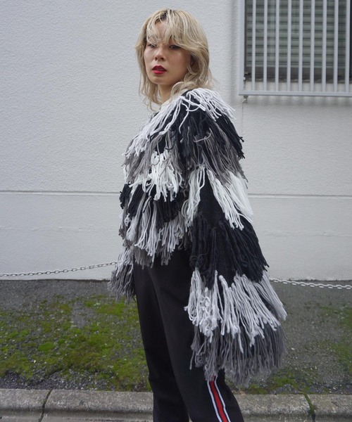 「FIG&VIPER」 ニットカーディガン FREE レッド レディース_画像3