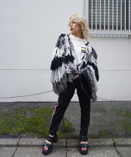 「FIG&VIPER」 ニットカーディガン FREE レッド レディース_画像4