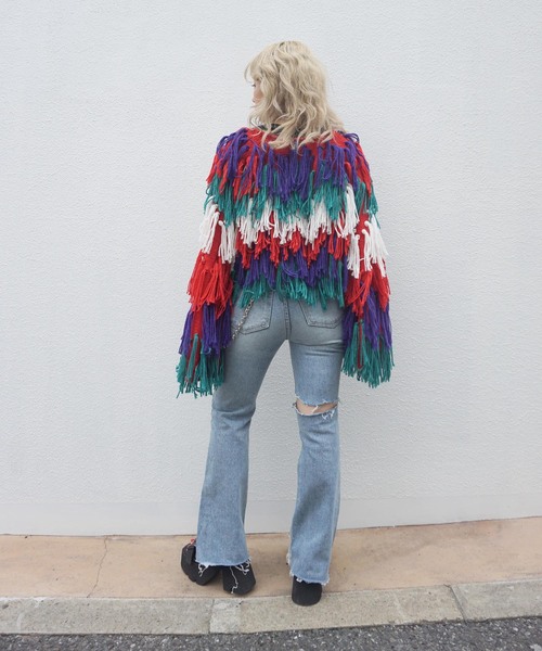 「FIG&VIPER」 ニットカーディガン FREE レッド レディース_画像5