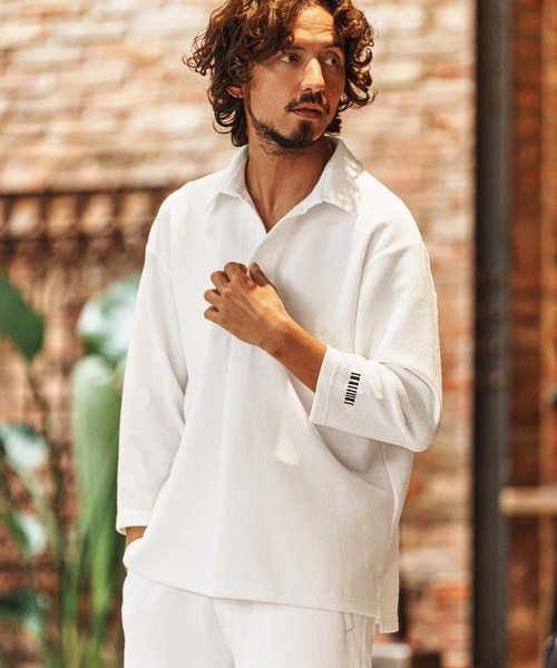 felkod（フィルコッド） 七分袖 シャツ ms6343-Waffle Mesh Tuck