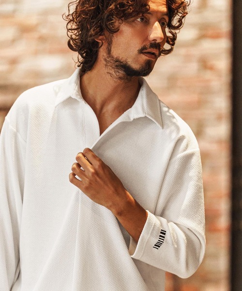 felkod（フィルコッド） 七分袖 シャツ ms6343-Waffle Mesh Tuck