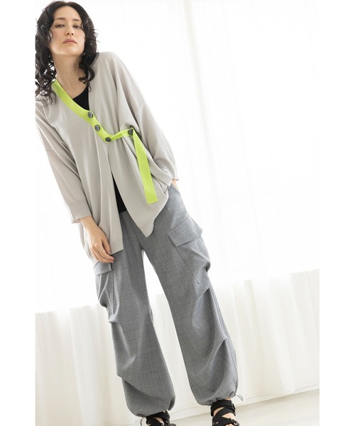 「OSMOSIS」 「loaf le tricot」ニットカーディガン ONE SIZE ライトグリーン レディース_画像2