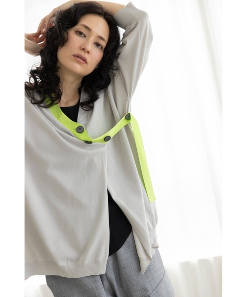 「OSMOSIS」 「loaf le tricot」ニットカーディガン ONE SIZE ライトグリーン レディース_画像7