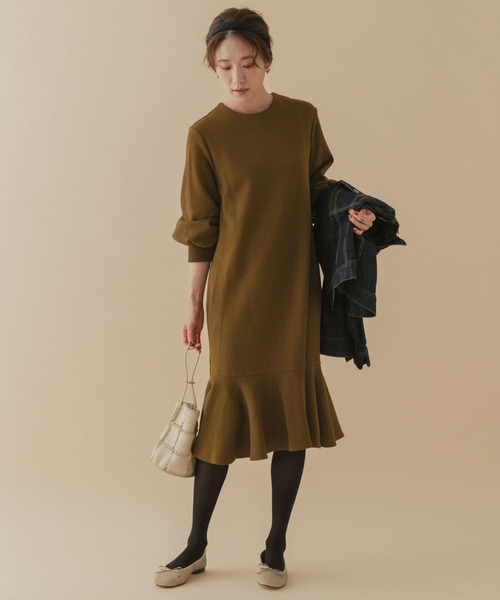 「F by ROSSO」 7分袖ワンピース 38 ブラウン系その他 レディース_画像3