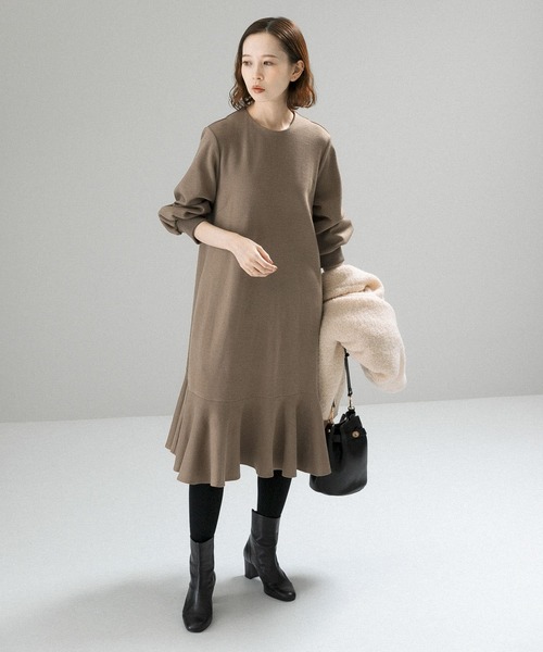 「F by ROSSO」 7分袖ワンピース 38 ブラウン系その他 レディース_画像4