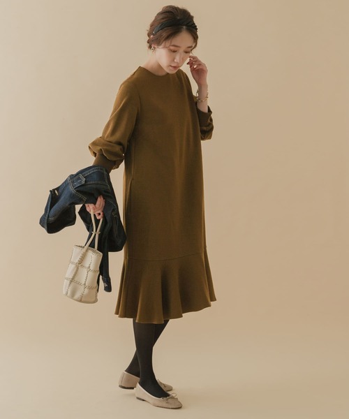 「F by ROSSO」 7分袖ワンピース 38 ブラウン系その他 レディース_画像6