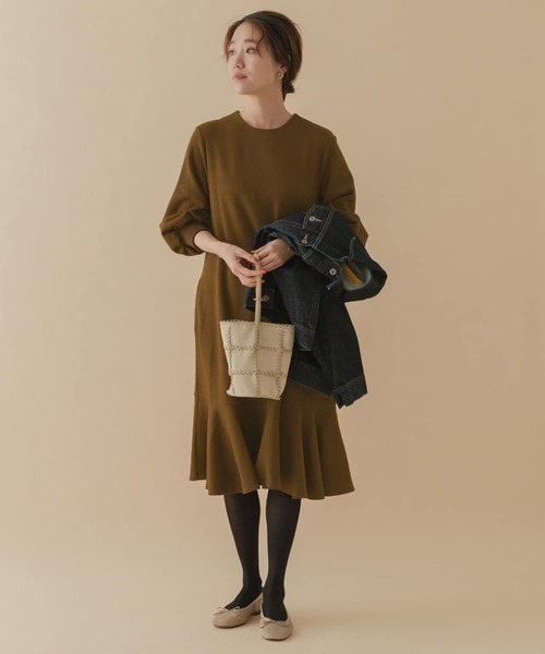 「F by ROSSO」 7分袖ワンピース 38 ブラウン系その他 レディース_画像7