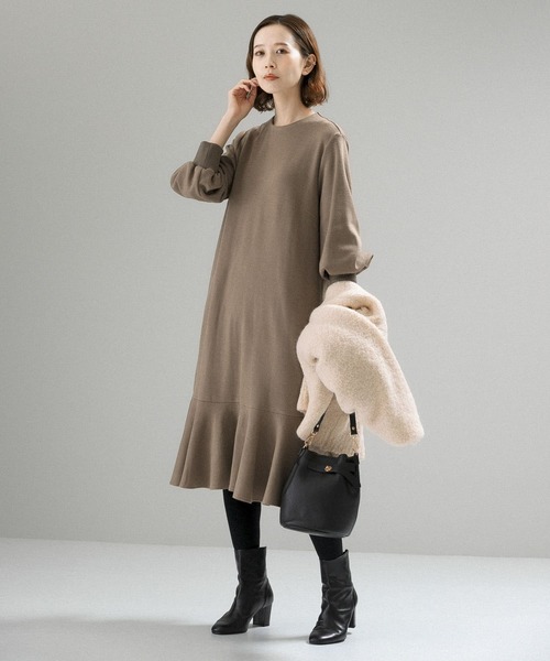 「F by ROSSO」 7分袖ワンピース 38 ブラウン系その他 レディース_画像9