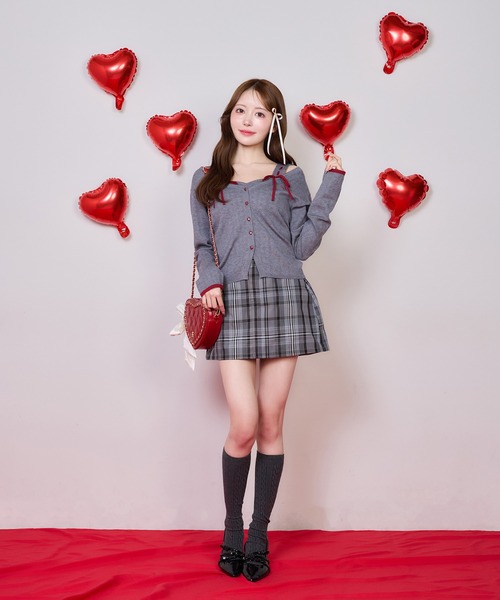 ハートコレクション ビスチェ×カーディガンアンサンブル ピンク one after another NICE CLAUP アンサンブル 「Heart Collection