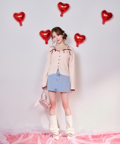 ハートコレクション ビスチェ×カーディガンアンサンブル ピンク one after another NICE CLAUP アンサンブル 「Heart Collection