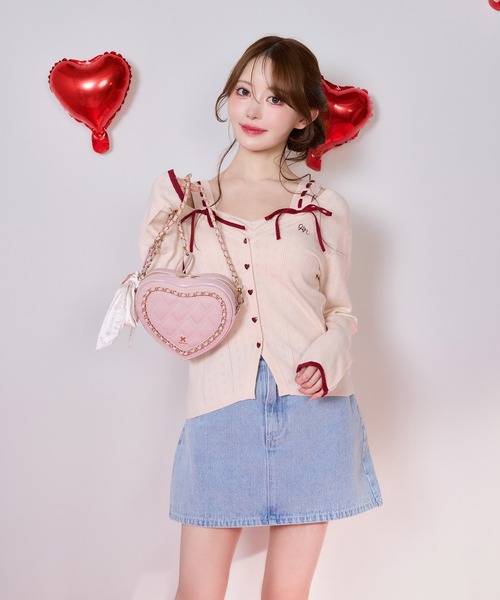 ハートコレクション ビスチェ×カーディガンアンサンブル ピンク one after another NICE CLAUP アンサンブル 「Heart Collection
