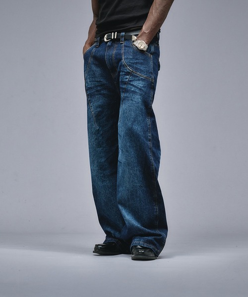 ANDER HUNK ジーンズ 13oz Whiskers Design Wide Denim Pants /13