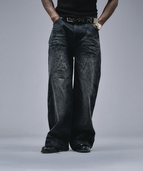ANDER HUNK ジーンズ 13oz Whiskers Design Wide Denim Pants /13