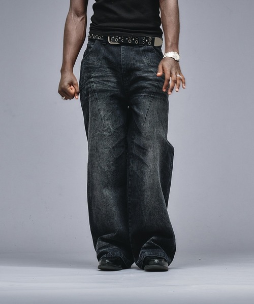 ANDER HUNK ジーンズ 13oz Whiskers Design Wide Denim Pants /13