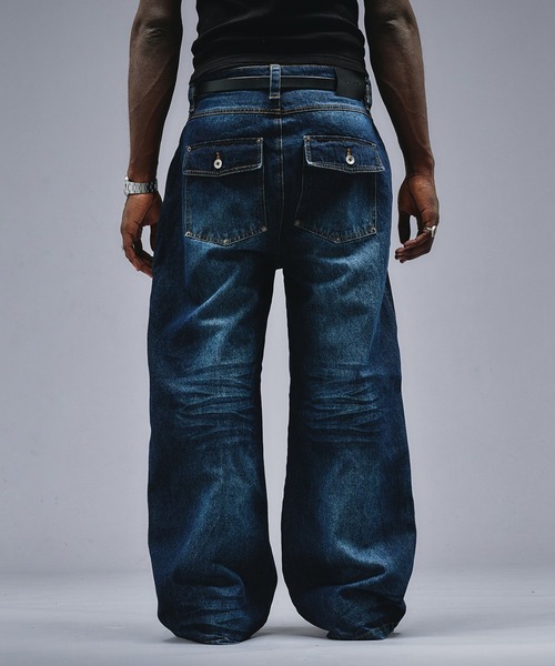 ANDER HUNK ジーンズ 13oz Whiskers Design Wide Denim Pants /13