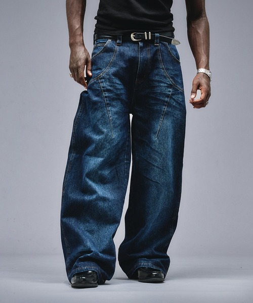ANDER HUNK ジーンズ 13oz Whiskers Design Wide Denim Pants /13