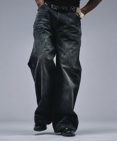 ANDER HUNK ジーンズ 13oz Whiskers Design Wide Denim Pants /13