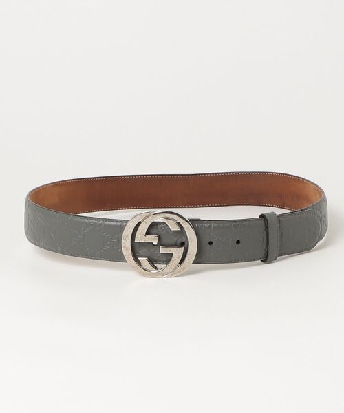 GUCCI（グッチ） インターロッキングG グッチシマ ベルト - グレー 