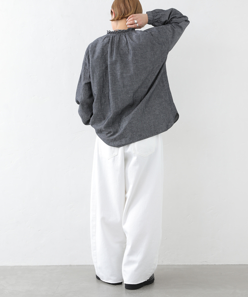 新品タグ付 journalstandardluxe Cシャンブレーフリルブラウス JOURNAL