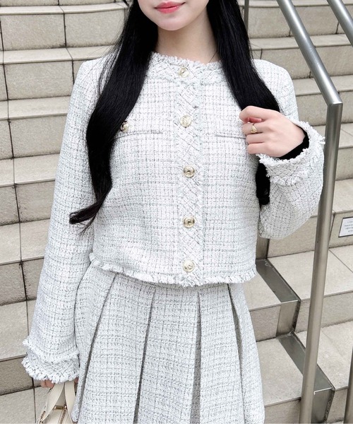 INGNI（イング） ブルゾン アウター ツイードフリンジジャケット