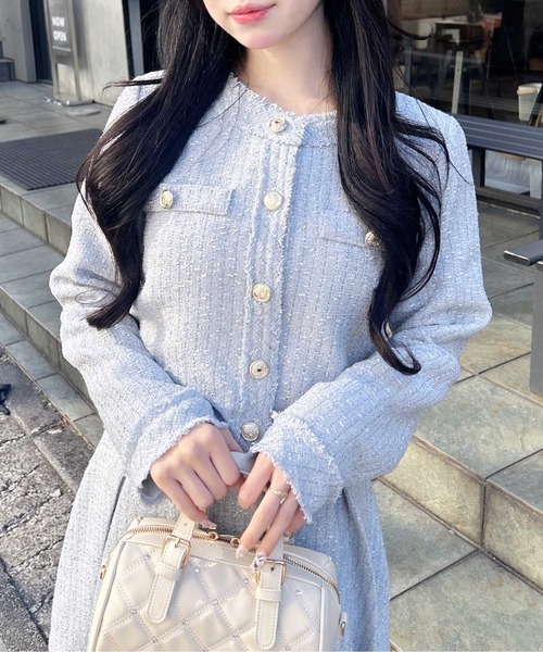 INGNI（イング） ブルゾン アウター ツイードフリンジジャケット
