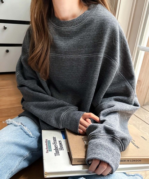 「andme」 スウェットカットソー S ブラック レディース_画像8