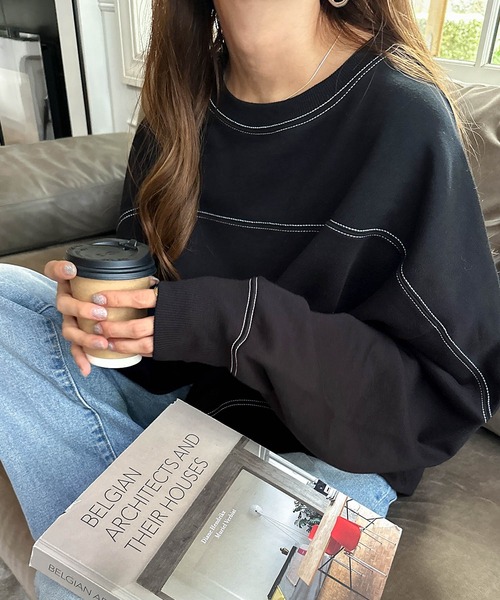 「andme」 スウェットカットソー S ブラック レディース_画像9