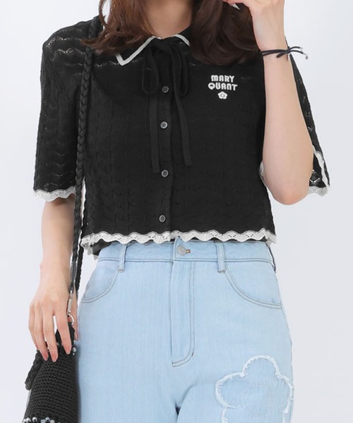 「MARY QUANT」 ニットカーディガン M グリーン レディース_画像4