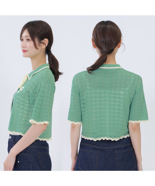 「MARY QUANT」 ニットカーディガン M グリーン レディース_画像7