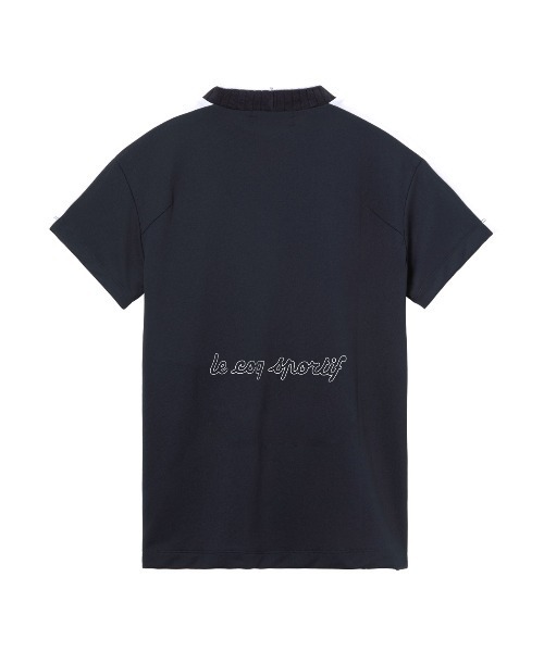 新品ブラック＆ホワイト モックネック半袖ゴルフシャツ　Lレディースゴルフウェア le coq sportif GOLF（ルコックスポルティフ ゴルフ） tシャツ モック