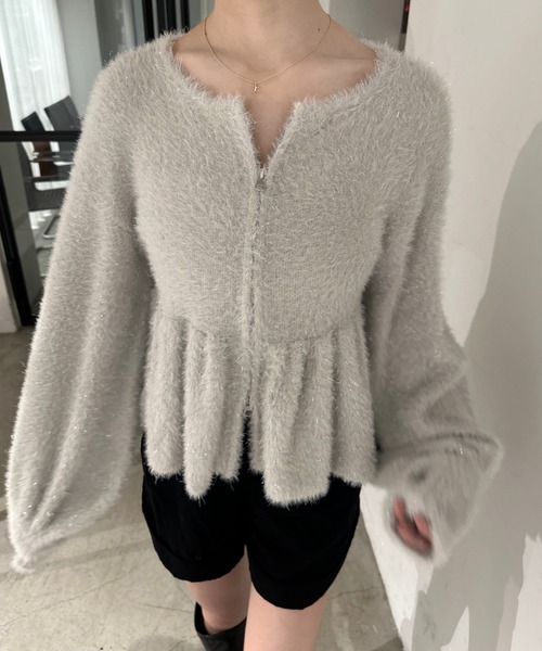 「mellowneon」 ニットカーディガン FREE チャコールグレー レディース_画像8