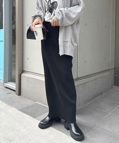 「Futier land」 ニットスカート MEDIUM チャコールグレー レディース_画像2