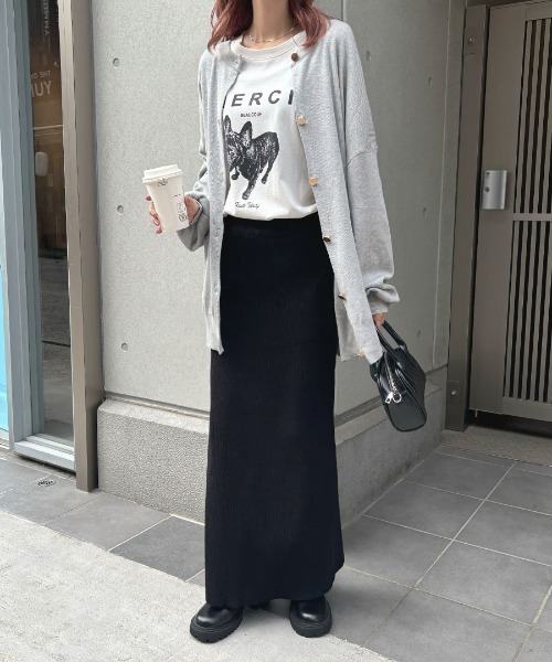 「Futier land」 ニットスカート MEDIUM チャコールグレー レディース_画像3