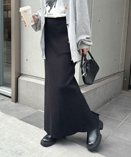 「Futier land」 ニットスカート MEDIUM チャコールグレー レディース_画像4