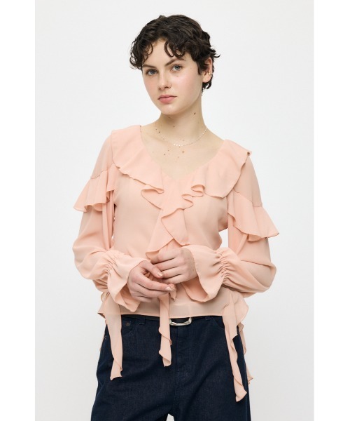 新品 moussy マウジー COTTON FLORAL フリルブラウス moussy ラッフル ブラウス トップス 花柄｜Yahoo!フリマ（旧PayPayフリマ）