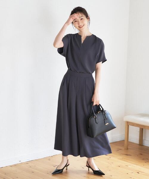 uvカット パンツ 「接触冷感/はっ水/セットアップ可」リラクシーガウチョパンツ レディースの画像