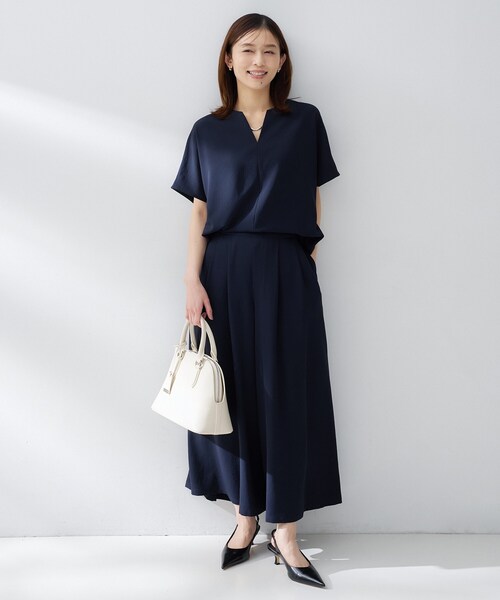 uvカット パンツ 「接触冷感/はっ水/セットアップ可」リラクシーガウチョパンツ レディースの画像