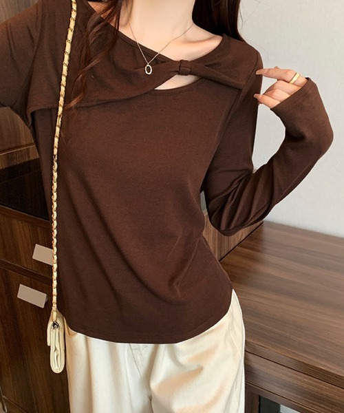 2ly2 tシャツ リボンデザインカットソー / アシンメトリーネック