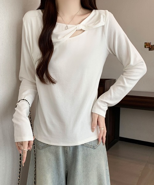 2ly2 tシャツ リボンデザインカットソー / アシンメトリーネック